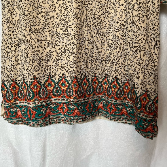 Lucky Brand Embroidered Boho Shift Dress Medium Tan Orange Green - Picture 14 of 15